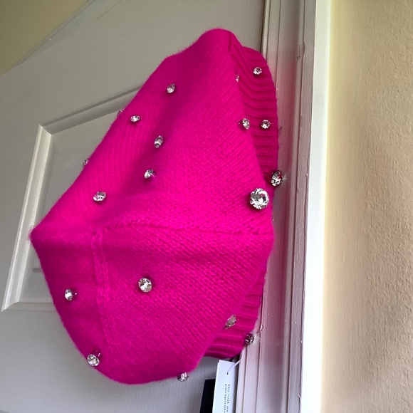 Charter Club Cashmere Embellished Cuffed Beanie Pink OS